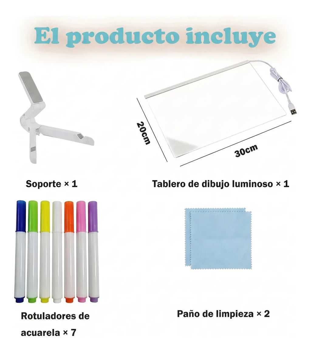 Pizarra Mágica LED Neón 20x30cm - Escribe en la Oscuridad