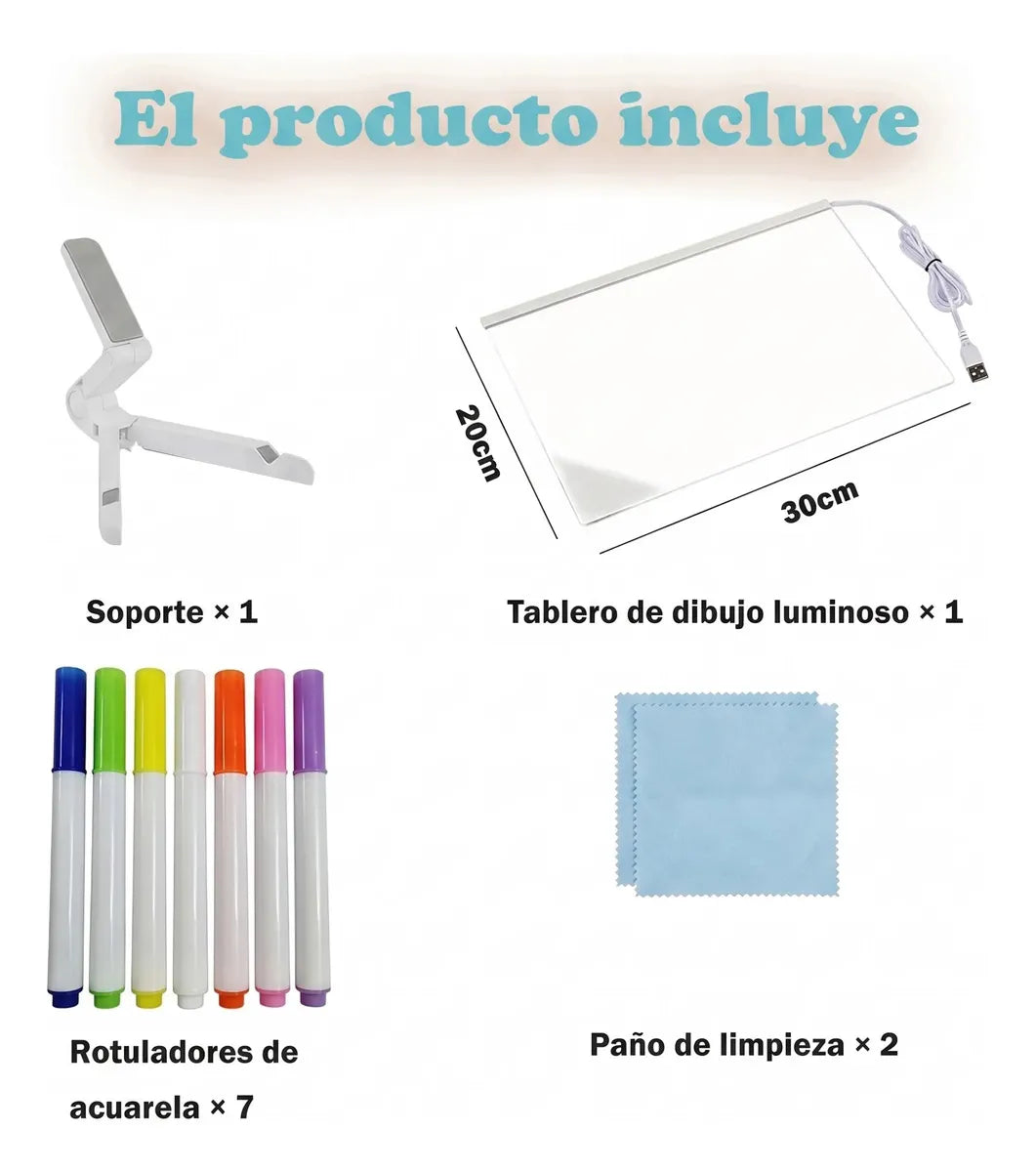 Pizarra Mágica LED Neón 20x30cm - Escribe en la Oscuridad
